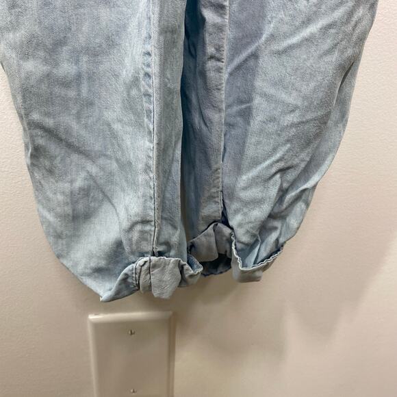 Cloth & Stone Womens Chambray Jumpsuit Size S Blue Tencel V Neck Capri Summer - Picture 4 of 11